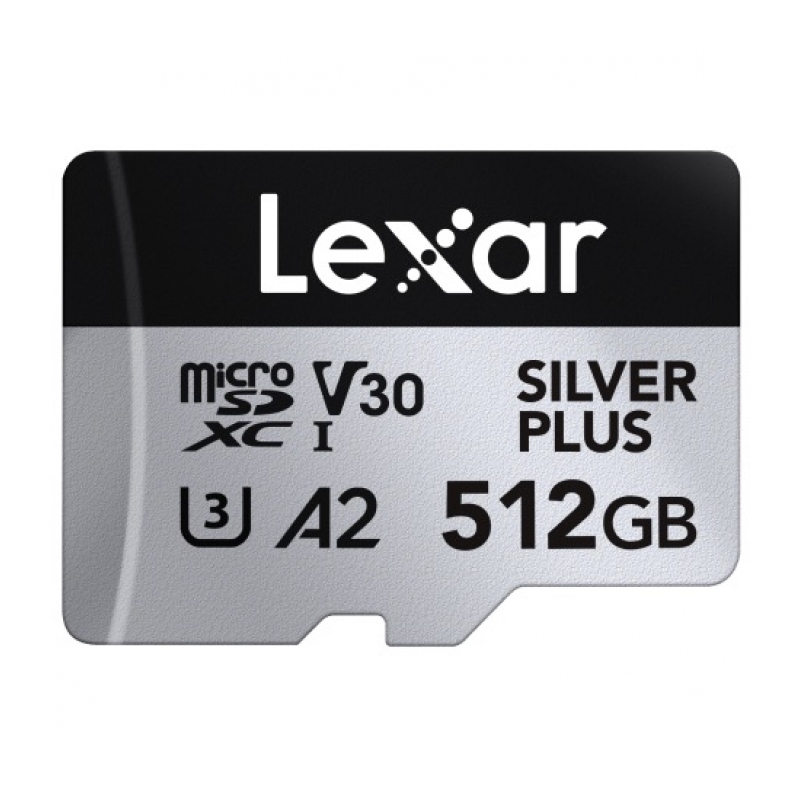 Карта памяти 512Gb Lexar High-Performance Silver Plus microSDXC UHS-I (205/150MB/s) C10 A2 V3 (LMSSIPL512G-BNANG)