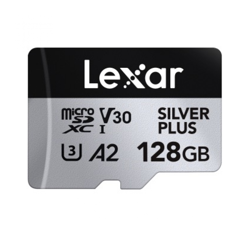 Карта памяти 128GB Lexar Silver Plus microSDXC UHS-I (W/R 205/150mb/s) C10 A2 V30 U3 (LMSSIPL128G-BNANG)