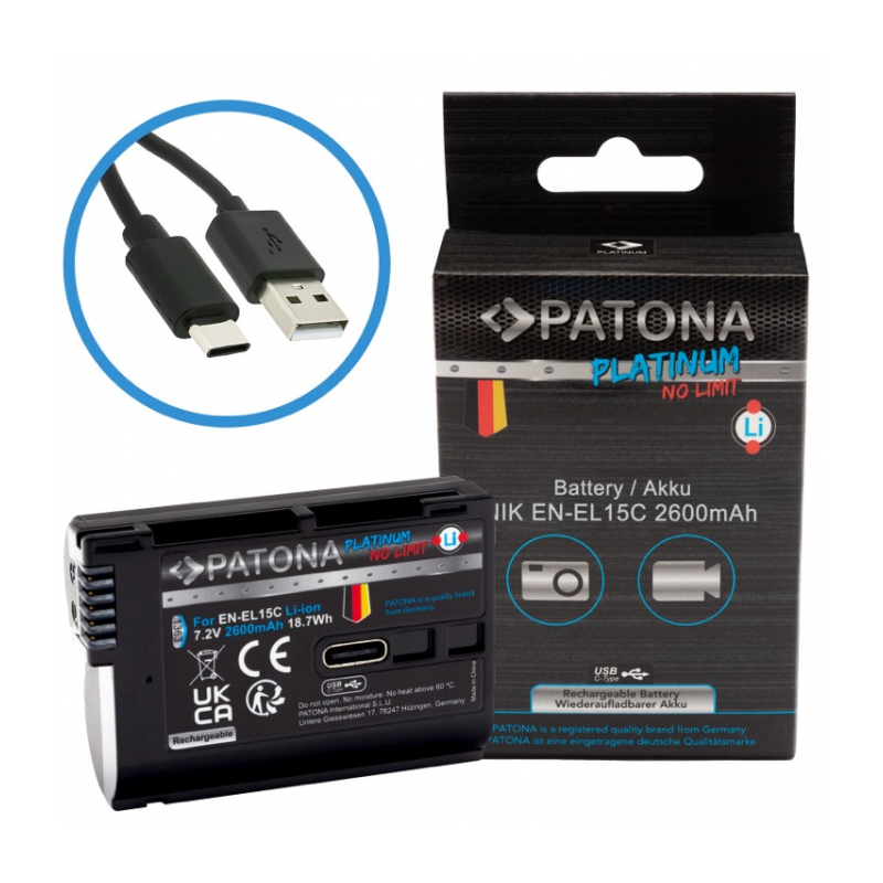 Аккумулятор PATONA Platinum аналог Nikon EN-EL15C с разъемом USB-C