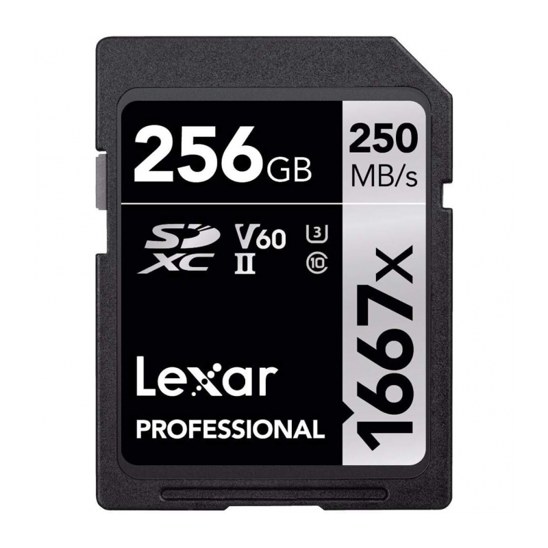 Карта памяти 256Gb Lexar Professional SILVER SDXC UHS-II (250/120MB/s) V60 U3 (LSD256CB1667)