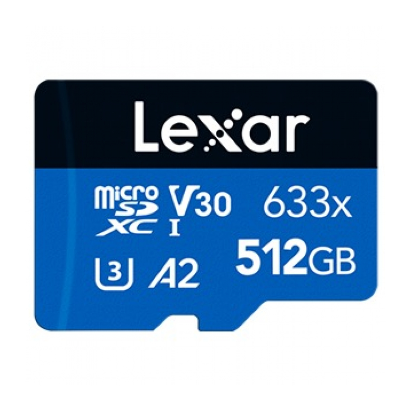 Карта памяти 512GB Lexar microSDXC UHS-I (100/70MB/s) C10 A2 V30 U3 c SD адаптером (LSDMI512BB633A)