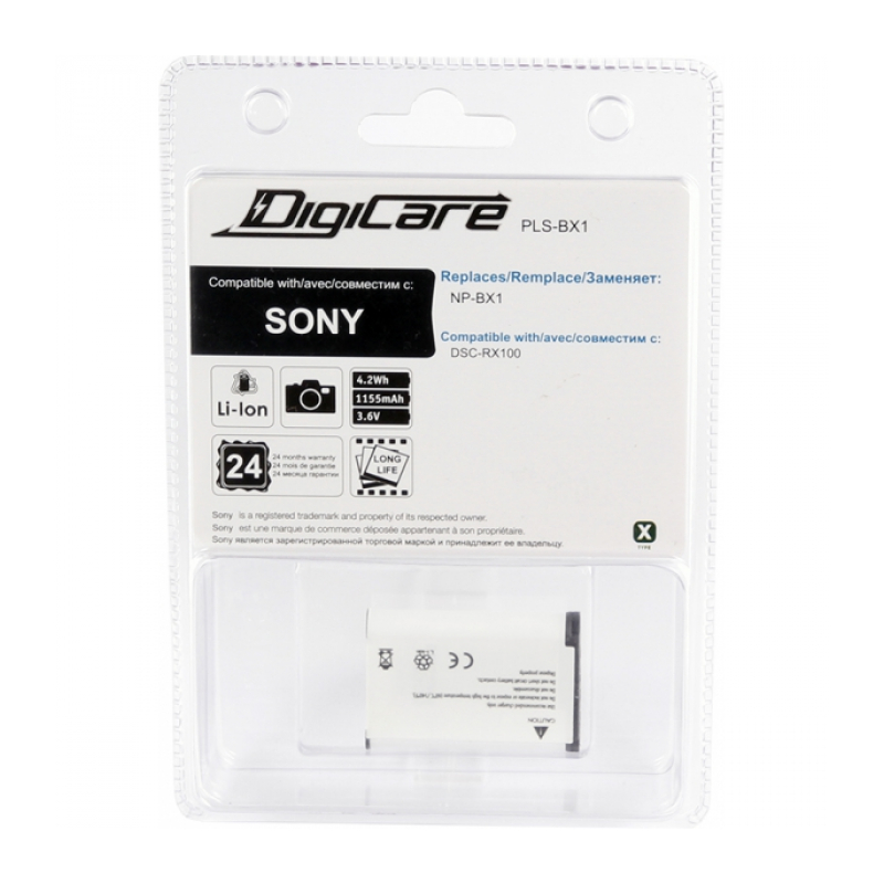 Аккумулятор DigiCare PLS-BX1 / NP-BX1 для DSC-RX1, RX1R, RX100, RX100 II, WX300, HX50, HX300