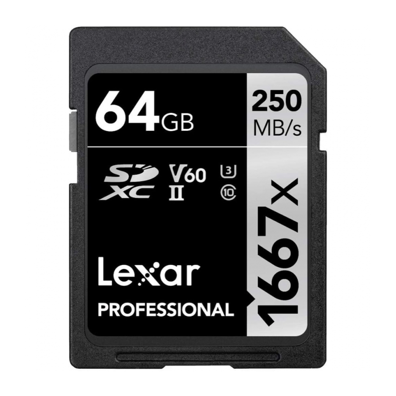 Карта памяти 64Gb Lexar Professional SILVER SDXC UHS-II V60 U3 W/R 250/120 mb/s 1667x (LSD64GCB1667)