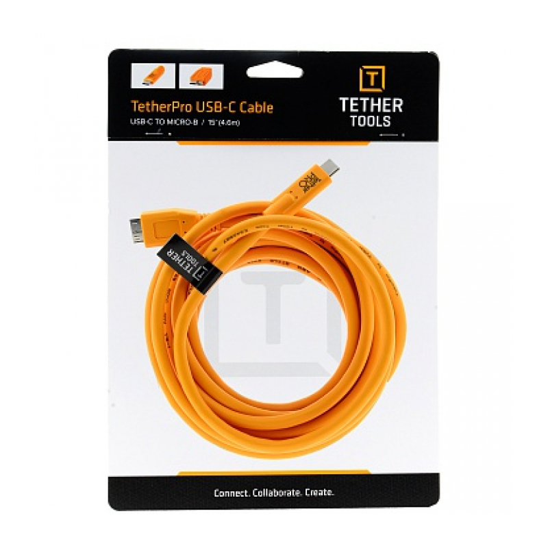 Кабель Tether Tools TetherPro USB-C to USB 3.0 Micro-B 4.6m Orange (CUC3315-ORG)